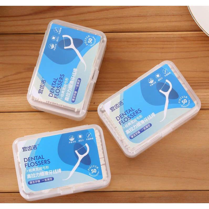 Set 50 chiếc tăm chỉ nha khoa hàng xuất Nhật