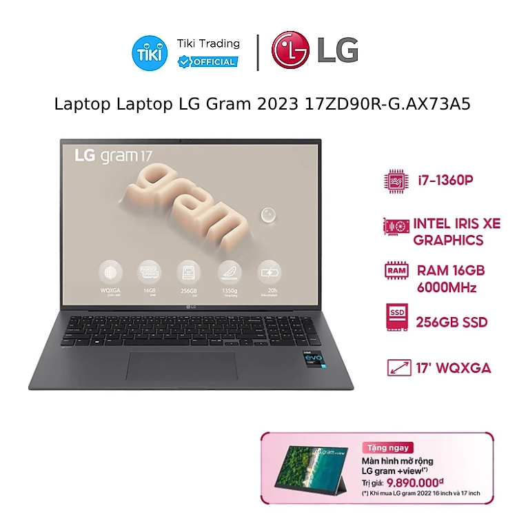 Laptop LG Gram 2023 17ZD90R-G.AX73A5 (i7-1360P | 16GB | 256GB | 17') Hàng chính hãng