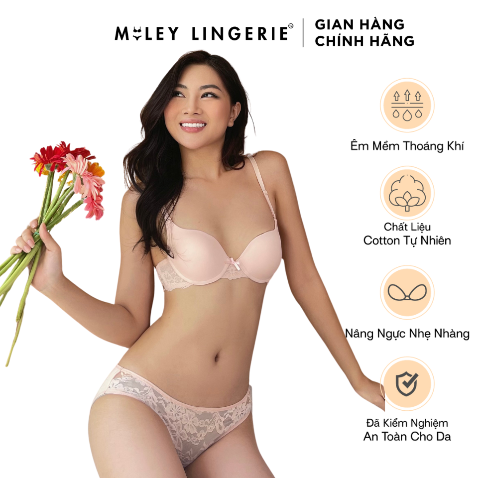 Bộ Áo và Quần Lót Nữ Phối Ren Fetching Dream Màu Hồng Miley Lingerie - BRL002-FCM04