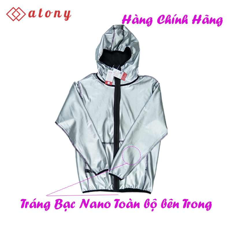 Bộ Quần Áo Ép Cân Nam ATONY Cao Cấp, Tăng Tốc Đổ Mồ Hôi, Sinh Nhiệt, Tráng Nano Bạc Nhật Bản (Áo Khoác Có Mũ + Quần Đùi)
