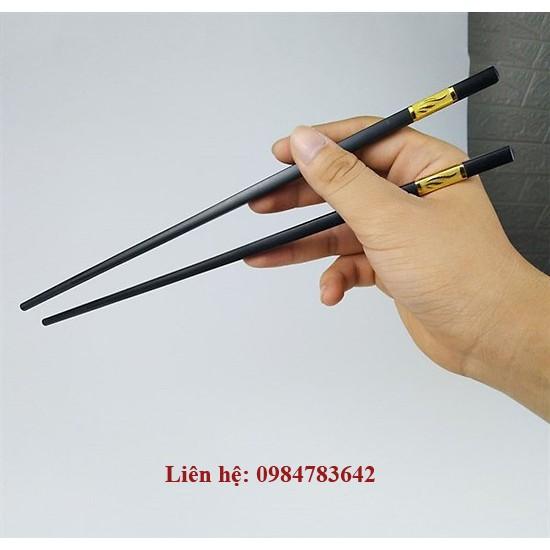 Hộp 10 Đôi Đũa Nhựa Hàn Quốc, Cán Hợp Kim Mạ Vàng - Kháng Khuẩn, Chống Mốc Cao