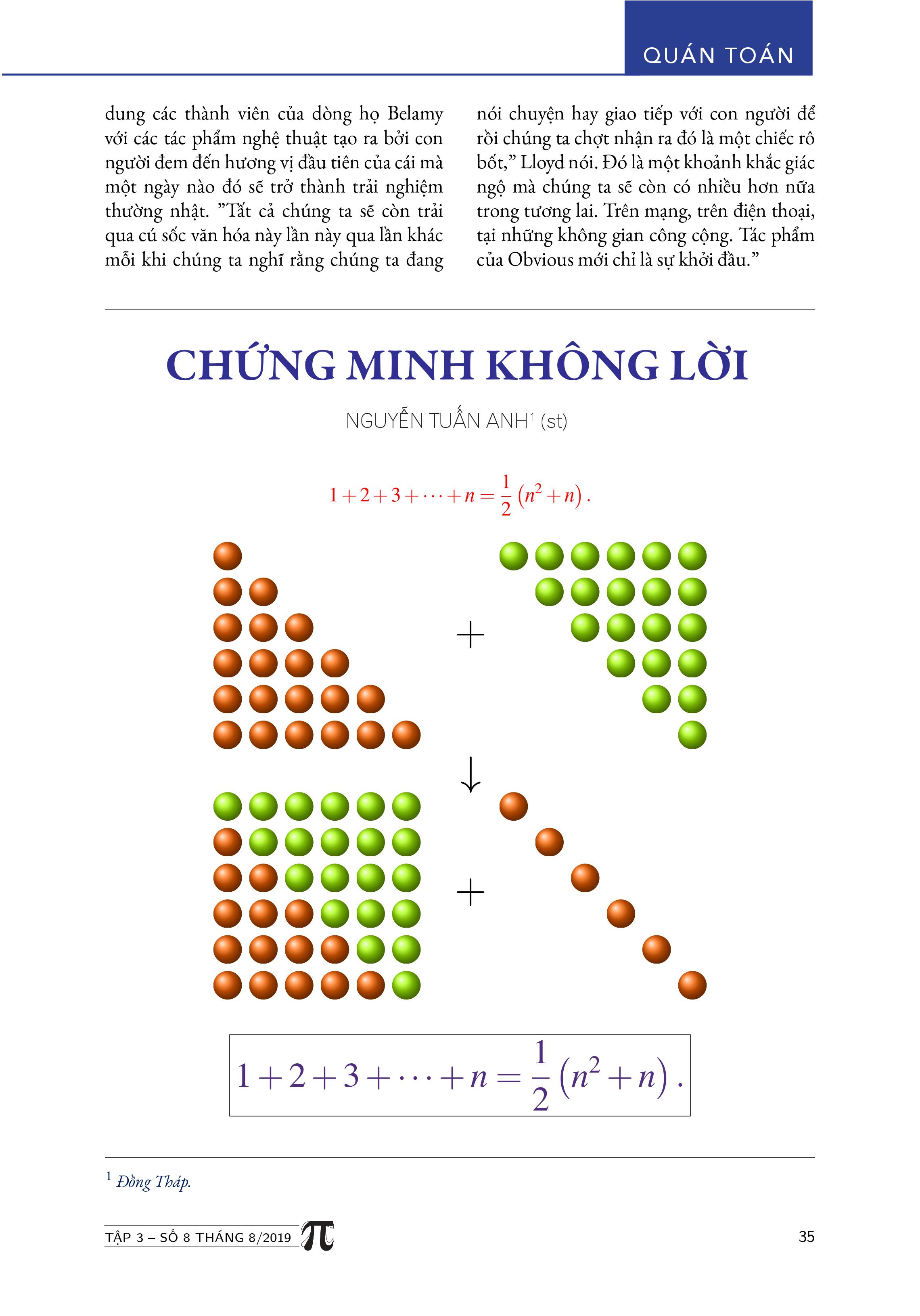 Tạp chí Pi- Hội Toán học Việt Nam số 8/ tháng 8 năm 2019