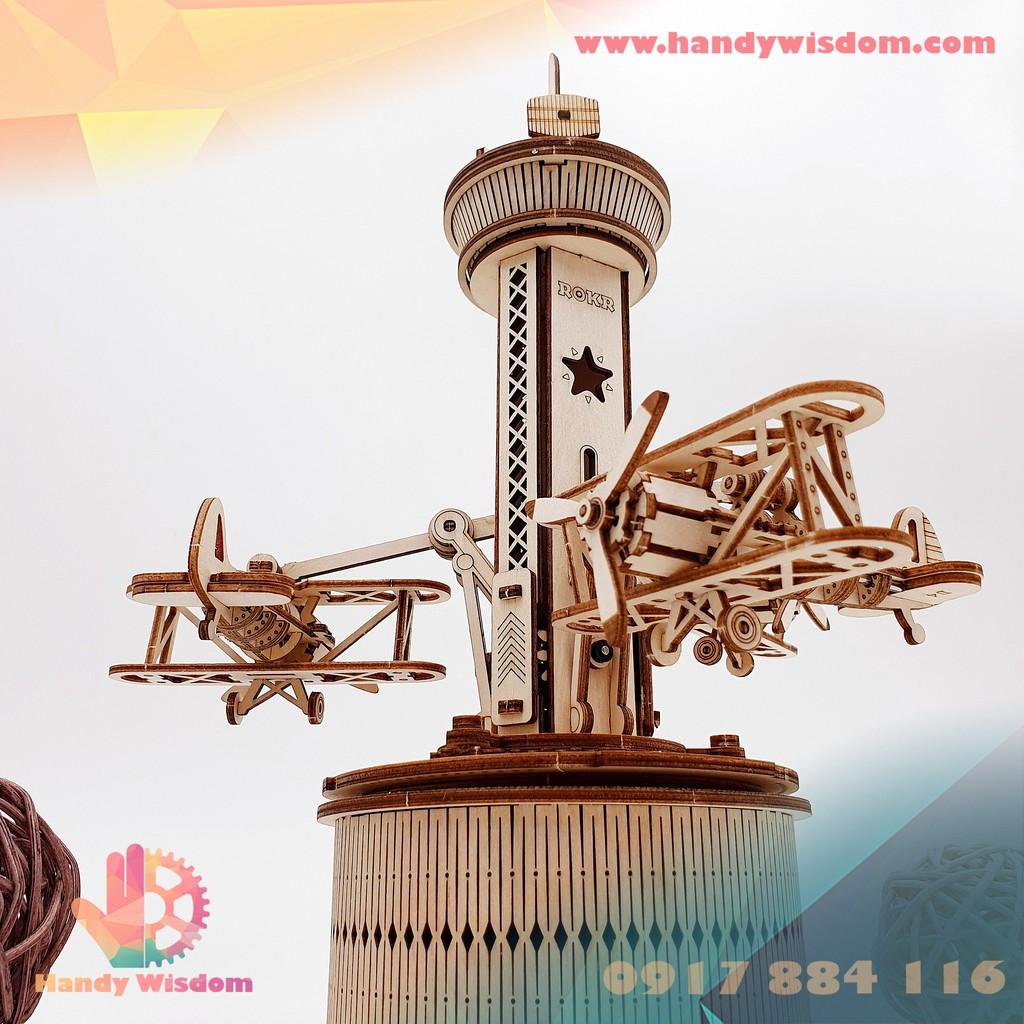 Mô hình hộp nhạc gỗ - Tháp không lưu - Robotime Air Control Tower AMK41