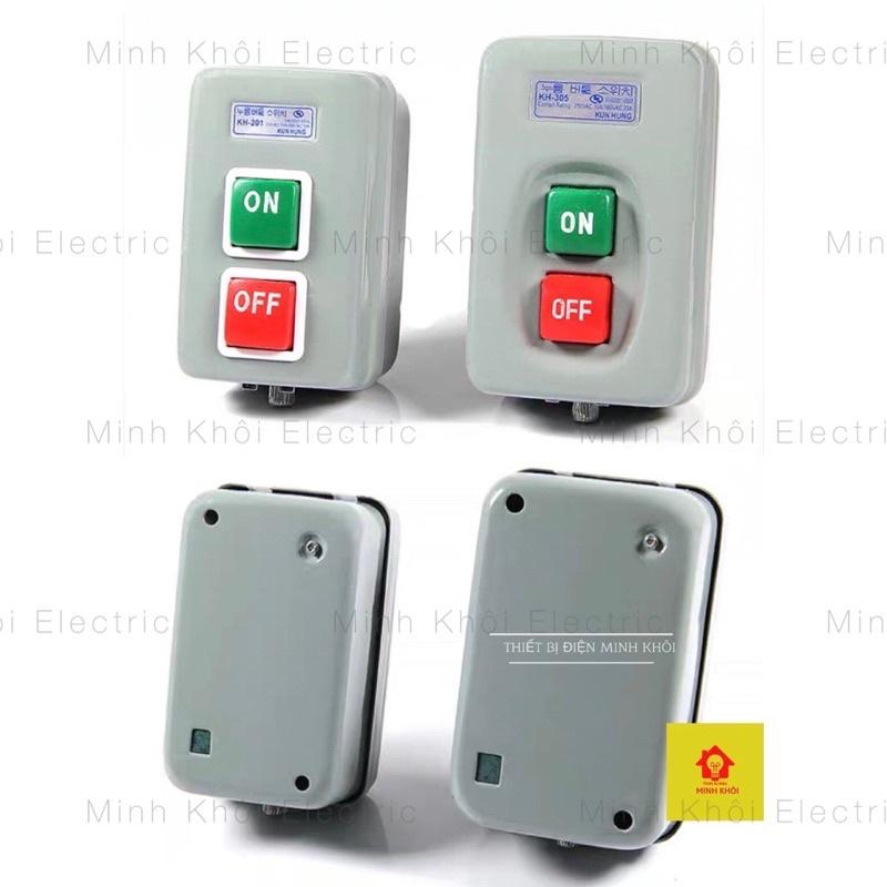 Công Tắc On Off Koino KH-201 và KH-305, công tắc điện ba pha on off, bấm dính 3 pha, hộp nút ấn giữ, nhấn giữ