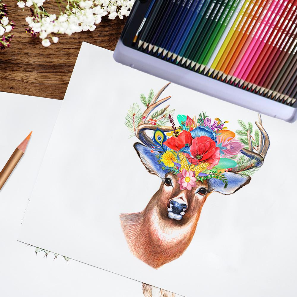 Professional 72 Colored Pencils Set Pre-Sharpened Water-soluble Water Color Pencils with Brush Protective Storage Box