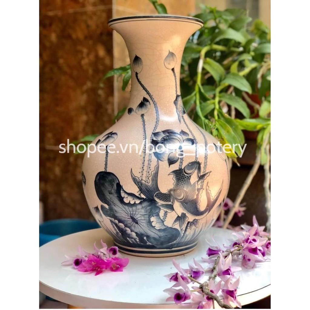 Lọ hoa dáng tỏi phệ hút tài lộc cao 45cm - gốm sứ Bát Tràng