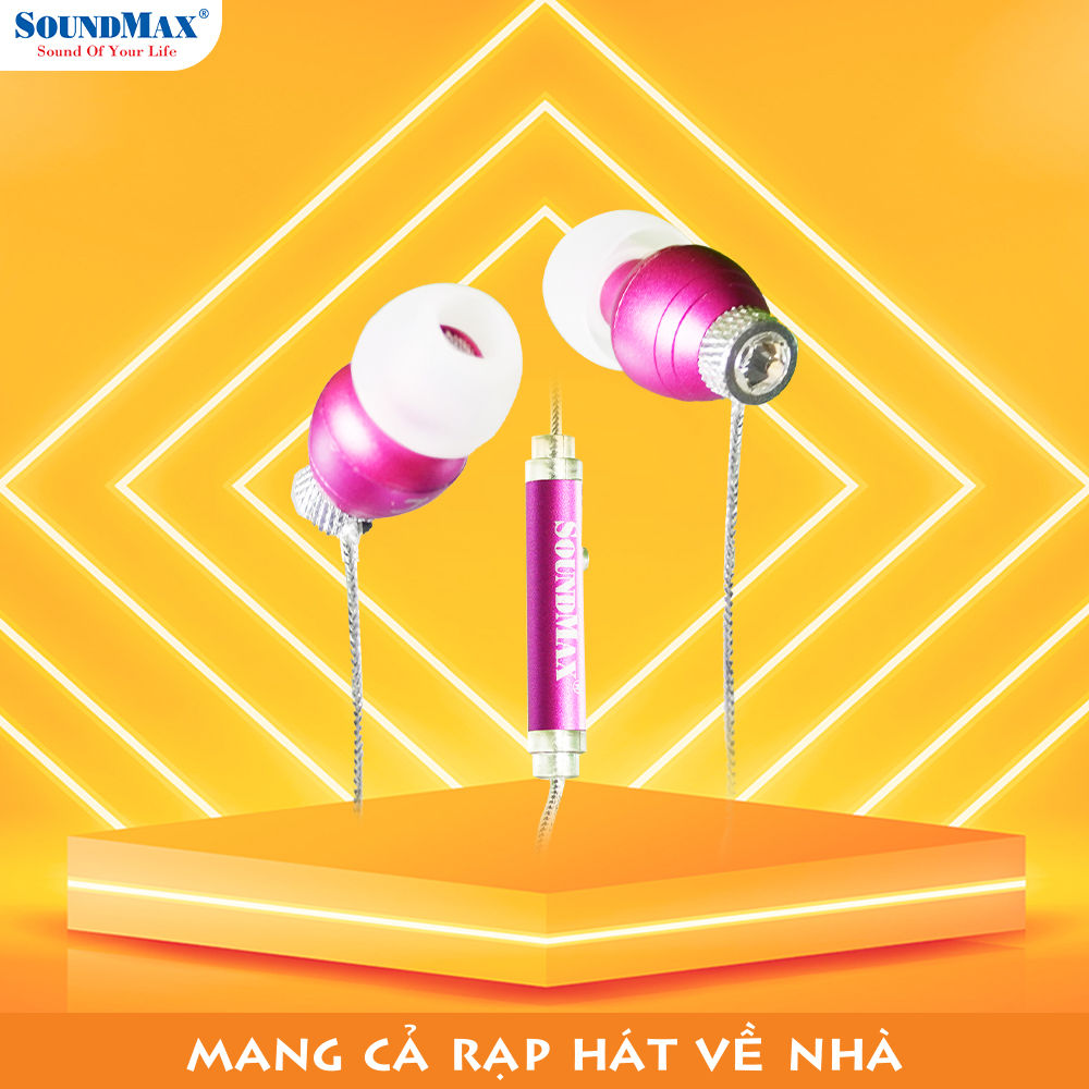 Tai nghe nhét tai SoundMax AH-704, âm thanh trong trẻo, sống động | In-ear headphones SoundMax AH704, clear and vibrant sound - Hàng Chính Hãng