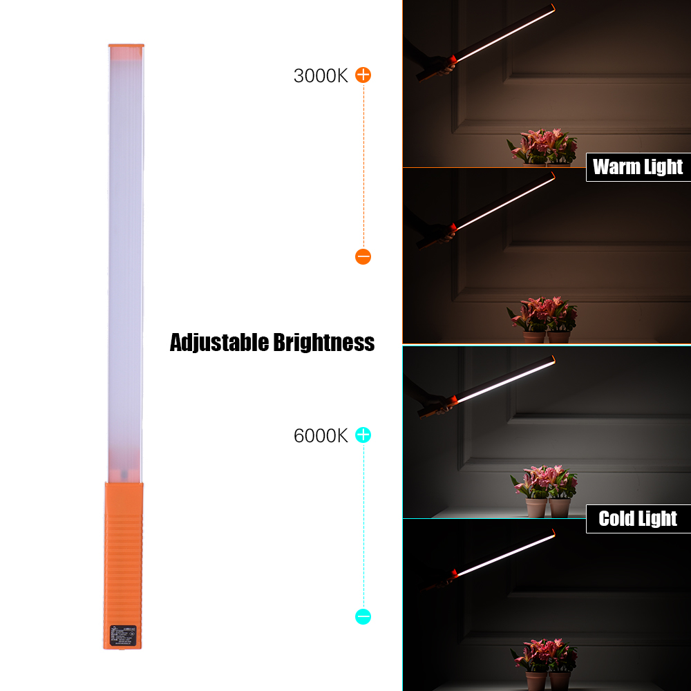 Đèn LED chụp ảnh cầm tay Video ánh sáng băng,Gậy có thể điều chỉnh độ sáng và nhiệt độ màu tích hợp
