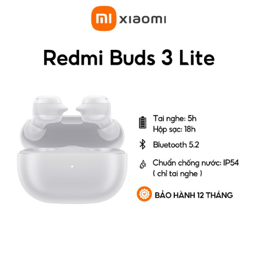 Tai nghe Bluetooth không dây Redmi Buds 3 Lite Trắng - Hàng chính hãng