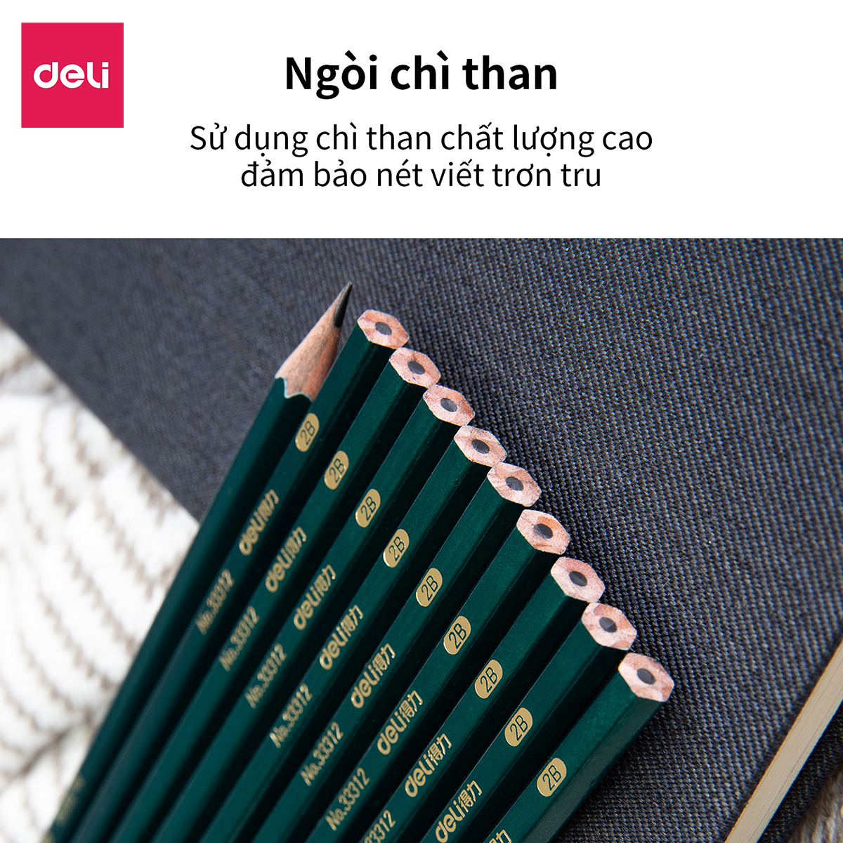  Bút chì lục giác Deli - loại 2B/HB - 10 chiếc/hộp - 33311 / 33312