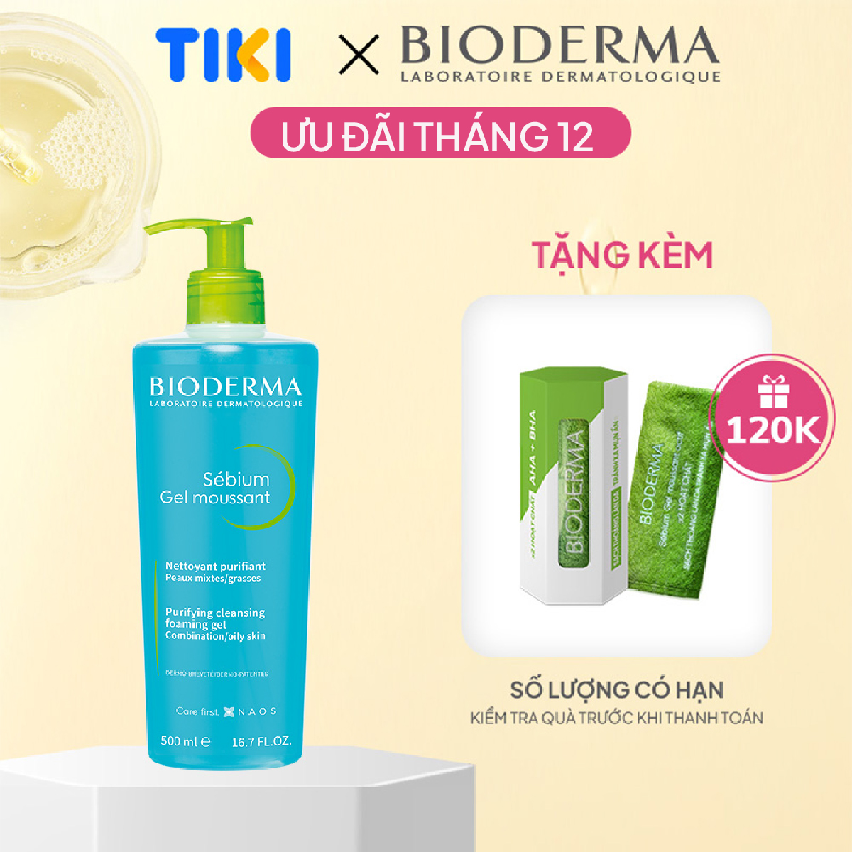 Gel Rửa Mặt Tạo Bọt Cho Da Hỗn Hợp Hoặc Da Dầu Bioderma Sebium Gel Moussant - 500Ml