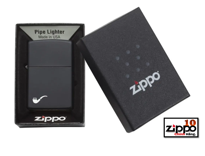 Bật Lửa Hut Tau 218PL Zippo Black Matte Pipe - Chính hãng 100%