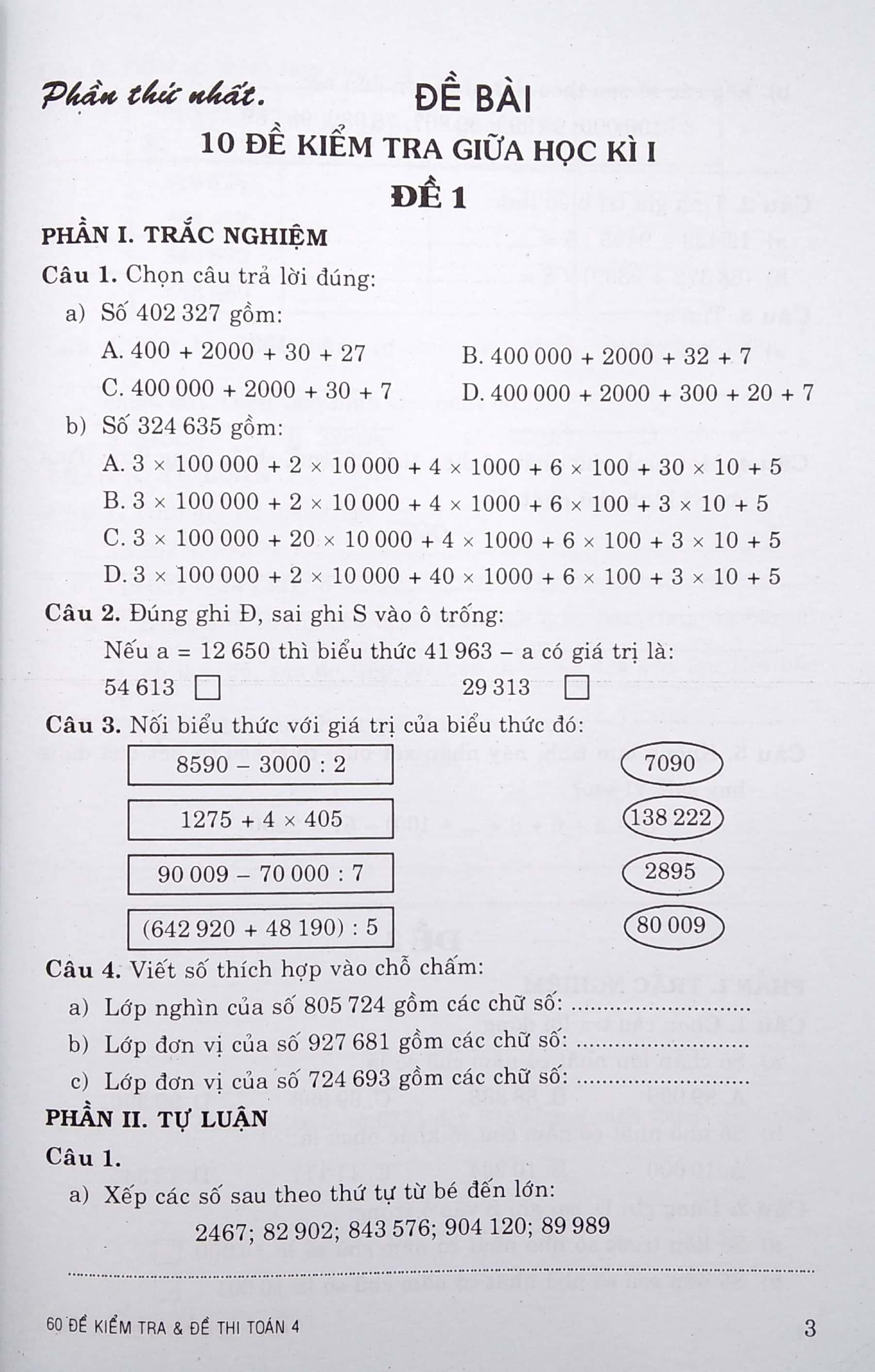 60 Đề Kiểm Tra Và Đề Thi Toán Lớp 4 (Tái Bản 2023)