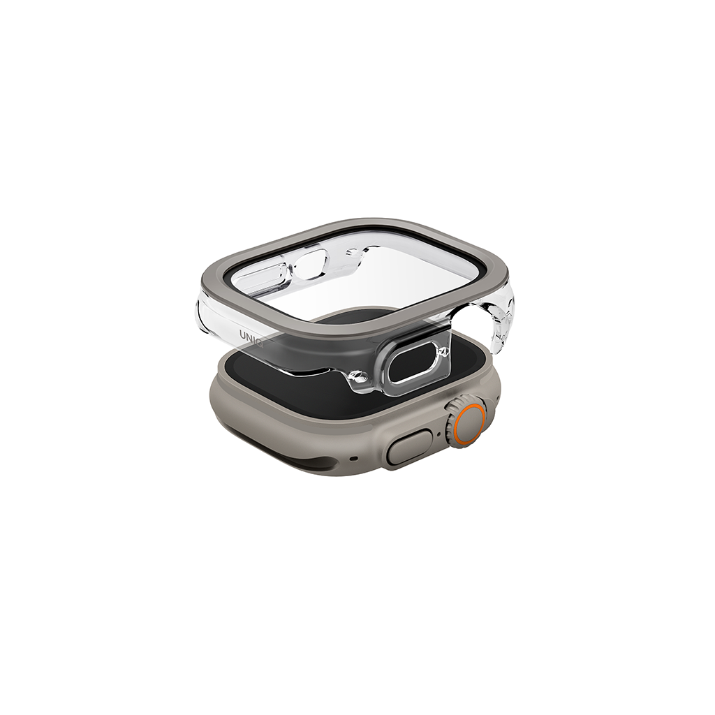 Ốp mặt đồng hồ UNIQ VOUTE WATCH CASE WITH TEMPERED GLASS SCREEN kính cường lực 9H chống trầy xước dành cho Apple Watch (49mm) - Hàng chính hãng