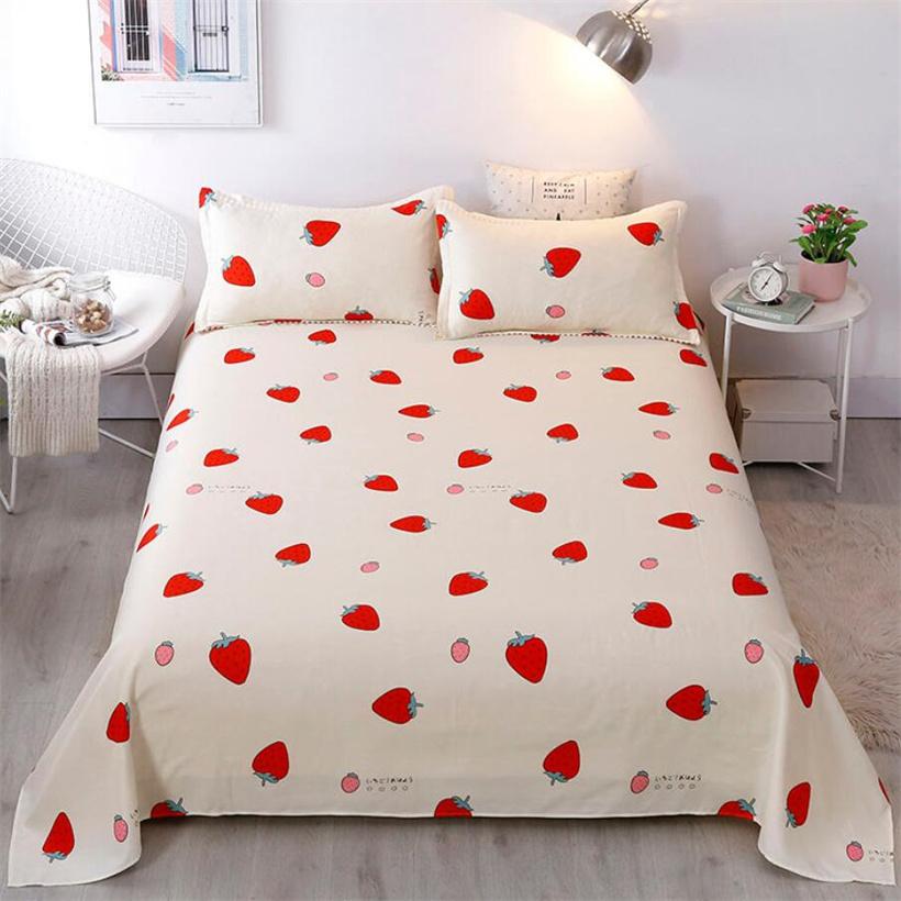 Cotton Polyester Màu Hồng In Họa Ga Giường Tấm Phẳng Mềm Mại Ấm Chăn Ga Gối Đầu Tờ Đơn Đôi Nữ Hoàng Vương Kích Thước Giường