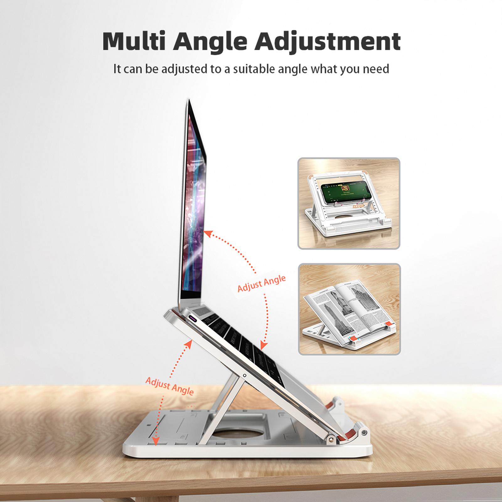 Laptop Stand With Cooler Foldable Notebook Riser Desktop Adjustable Height Laptop Elevator Laptop Cooling Stand