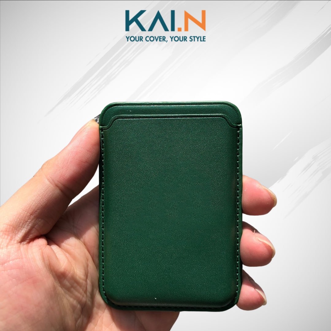 Ví Đựng Từ Tính Dành Cho Iphone 15 Series, 14 Series, 13 Series, 12 Series, Kai.n Leather Wallet - Hàng Chính Hãng - Green
