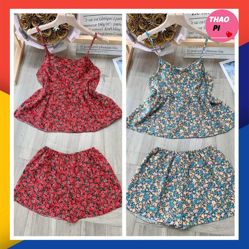 Set bộ đồ ngủ hai dây hoa nhí thoáng mát dễ thương - ảnh thật họa tiết hoa ngẫu nhiên