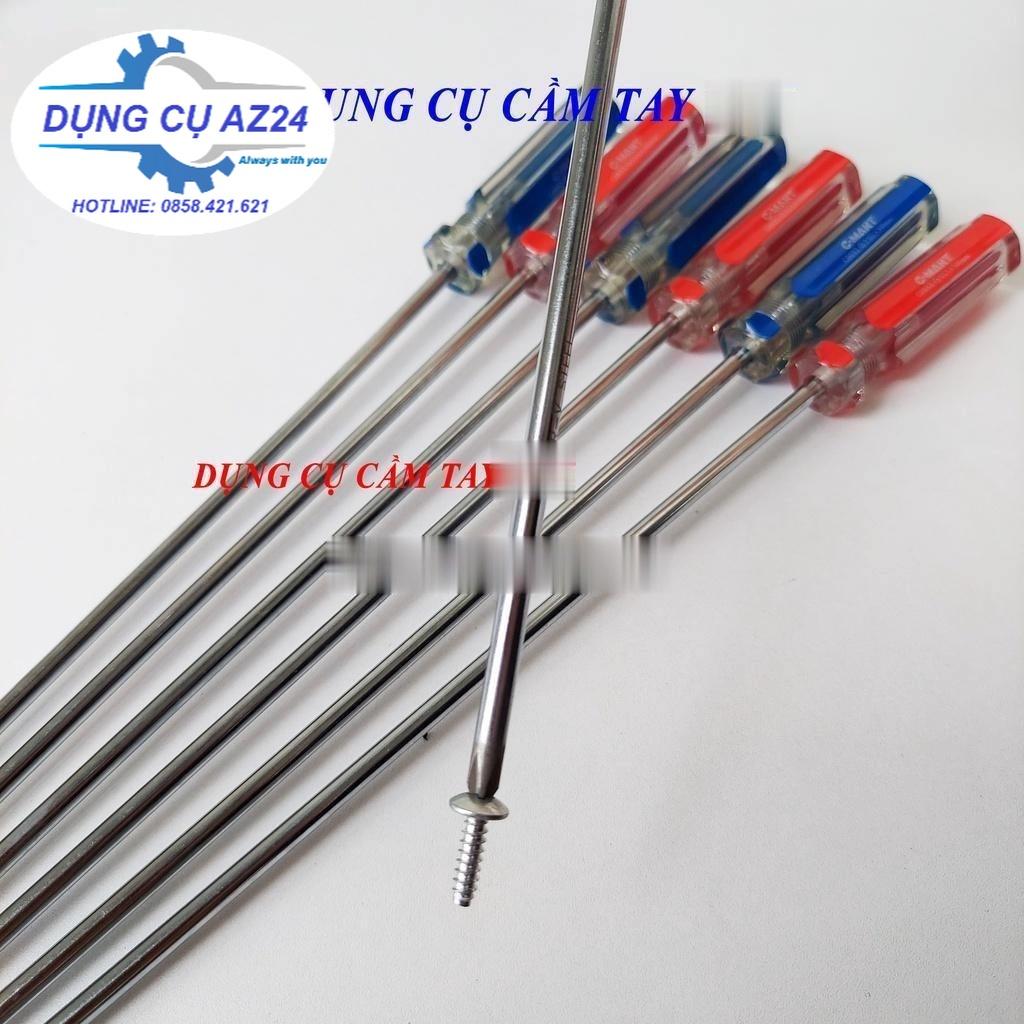 Tô vít dài 5x300 mm - Tuốc nơ vít dẹt, 4 cạnh cán cứng nhựa trong Cmart