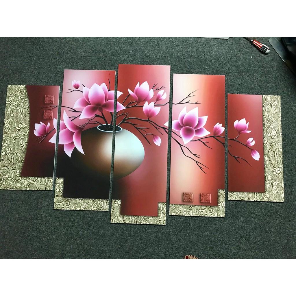 Bộ tranh treo tường phong thủy trang trí nội thất đẹp và giá gốc tại xưởng mới nhất thị trường ĐL 51 sen đất tài lộc