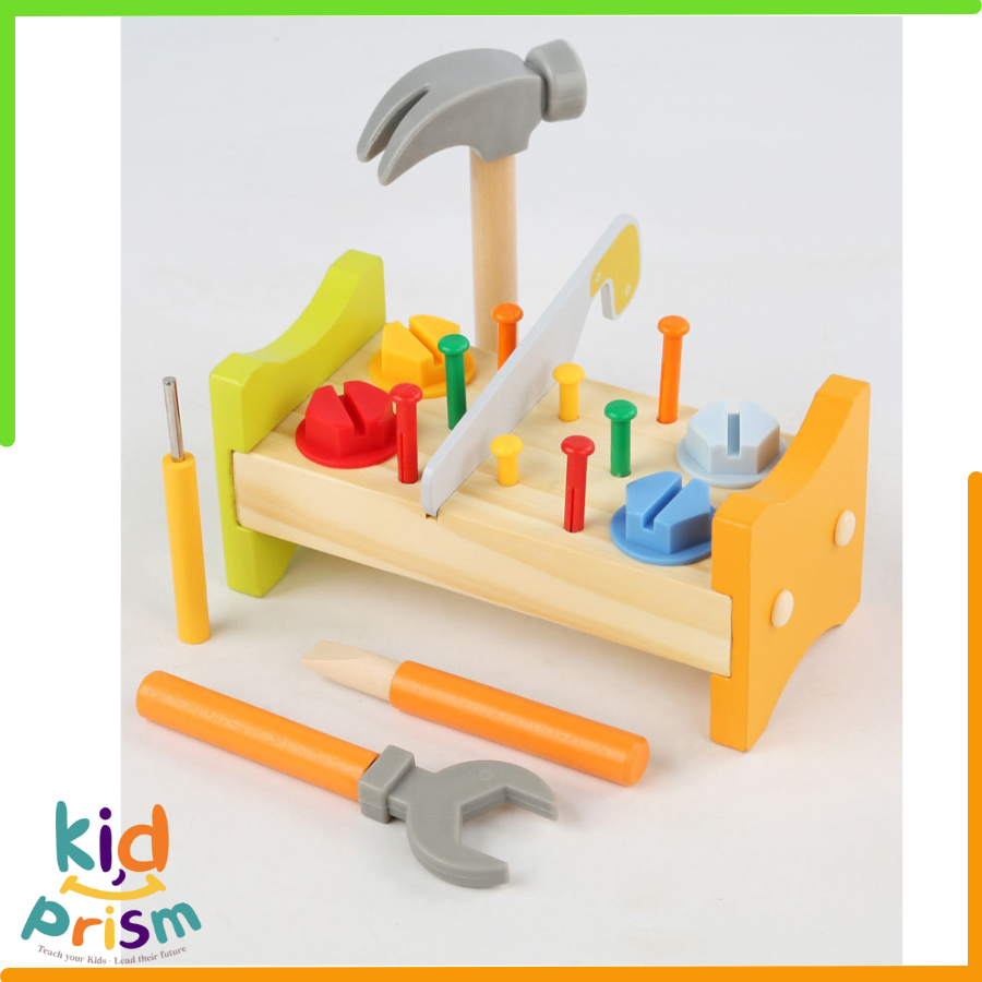 Bộ đồ chơi dụng cụ xây dựng cho bé từ 2 tuổi - Luyện tập kĩ năng cơ bản cho bé - Đồ Chơi Gỗ, Đồ Chơi Mầm Non An Toàn Bé Phát Triển