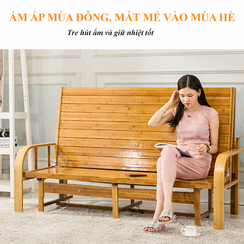 Ghế Giường Sofa Tre Gấp Gọn Tiện Lợi, Sofa Giường Nguyên Liệu 100% Từ Tre Thiên Nhiên Thân Thiện An Toàn Với Sức Khỏe
