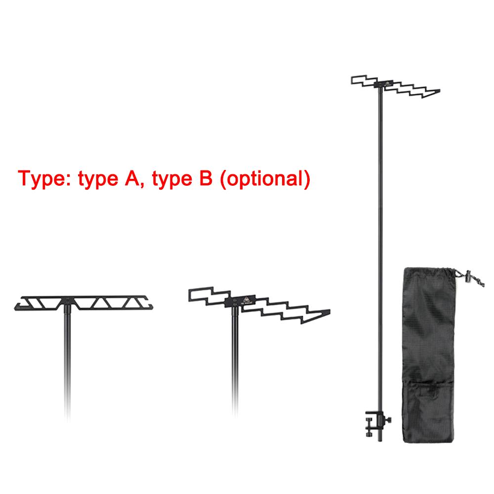 Ground Nail and Desk-Mounted Dual Use Camping Detachable Lamp Holder Practical High Strength Metal Black Outdoor Hiking Light Bracket
