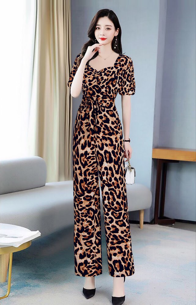 Jum dài ống suông họa tiết beo