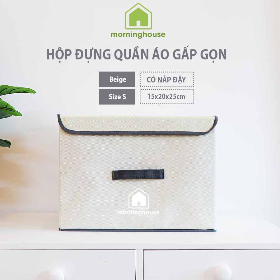 Combo 2 hộp đựng đồ gấp gọn có nắp đậy Màu kem- Morning House - Gấp gọn di chuyển tiện lợi