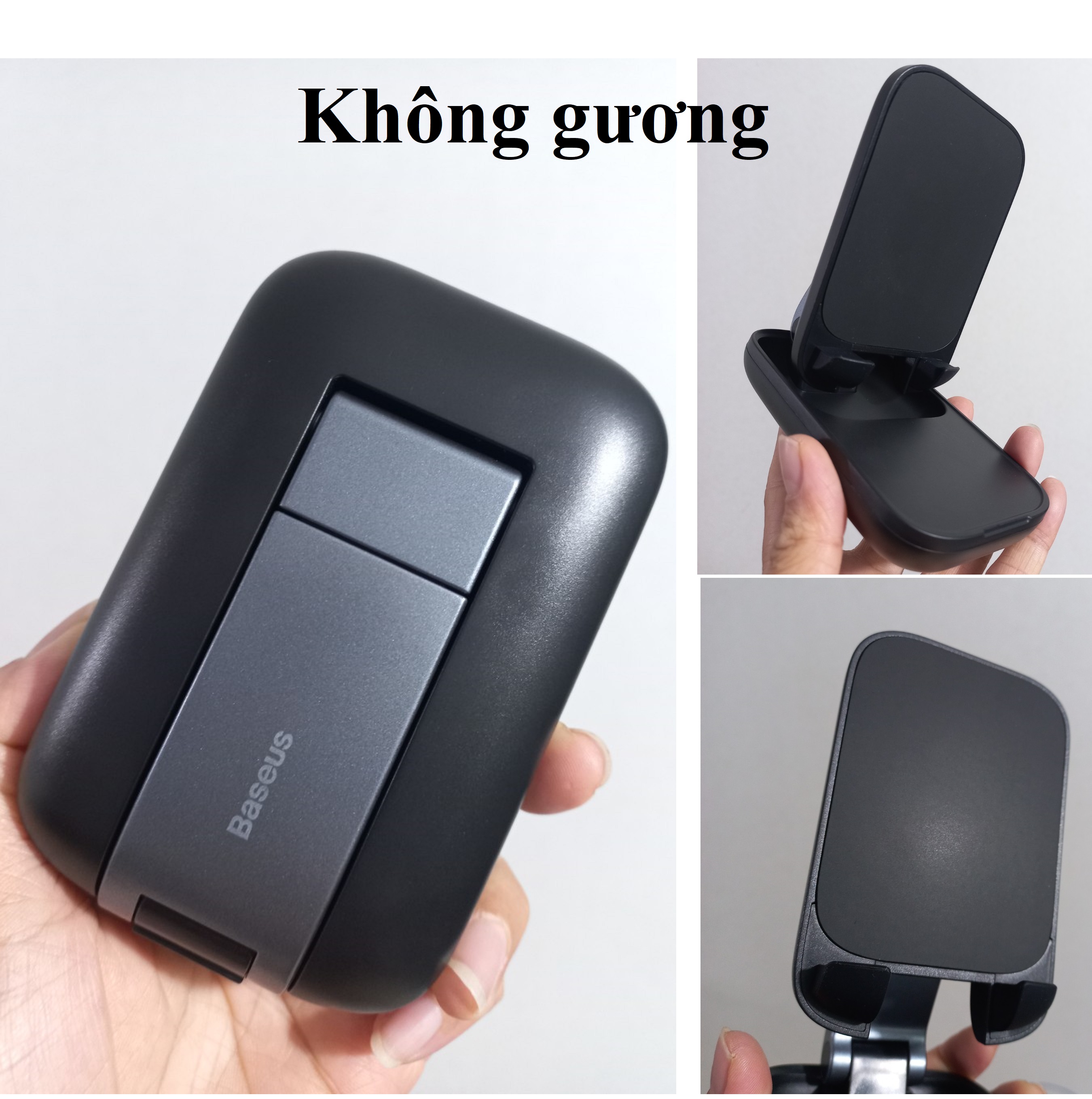 Giá đỡ điện thoại mini để bàn kiêm gương trang điểm dạng gập Baseu Seashell BS-HP008 _ hàng chính hãng