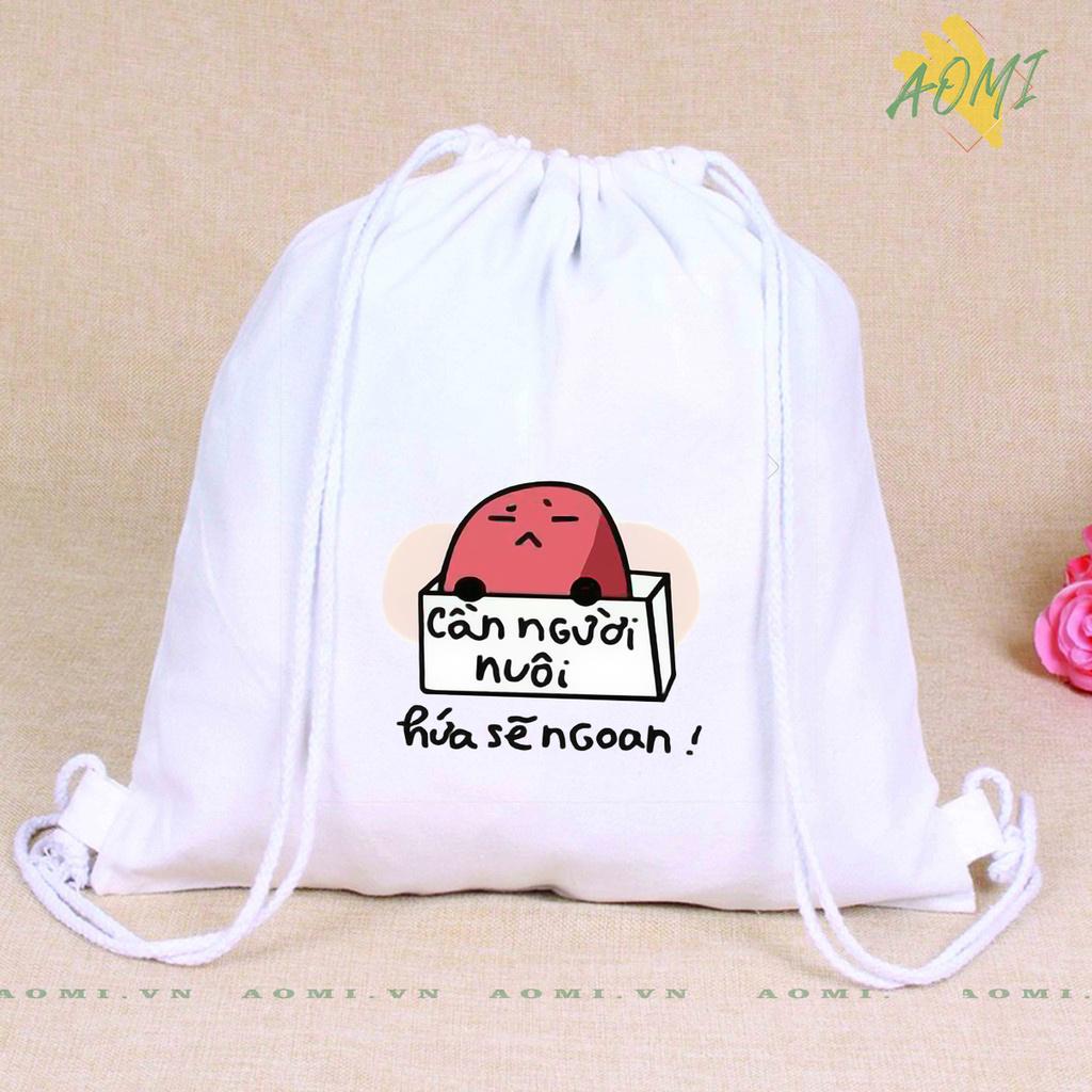 BALO MINI AOMIVN DÂY RÚT NHỎ XINH UNISEX CHẤT CANVAS THỜI TRANG CAN NGUOI NUOI B CUTE XINH ĐẸP TIỆN ÍCH DẠO PHỐ DU LỊCH