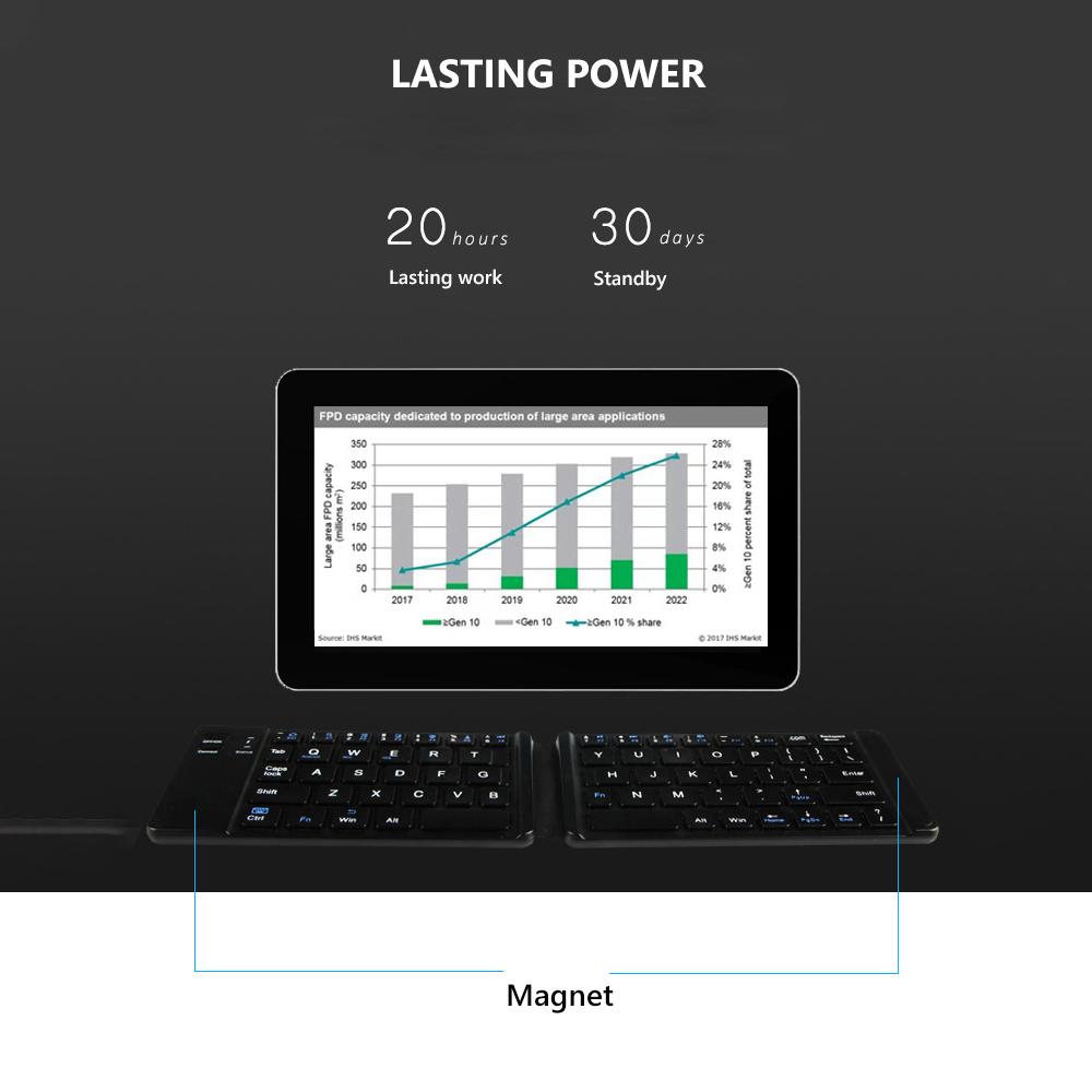 Ánh Sáng-Tiện Dụng Mini Không Dây Bluetooth Gấp Bàn Phím, có Thể Gập Lại Bàn Phím Số Không Dây Cho IOS/Android/Windows Ipad Máy Tính Bảng Điện Thoại