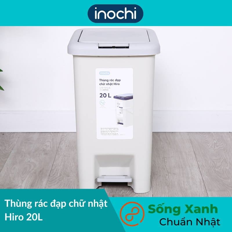 Thùng rác đạp chữ nhật Hiro 10L, 15L, 20L, 30L - Giao màu ngẫu nhiên