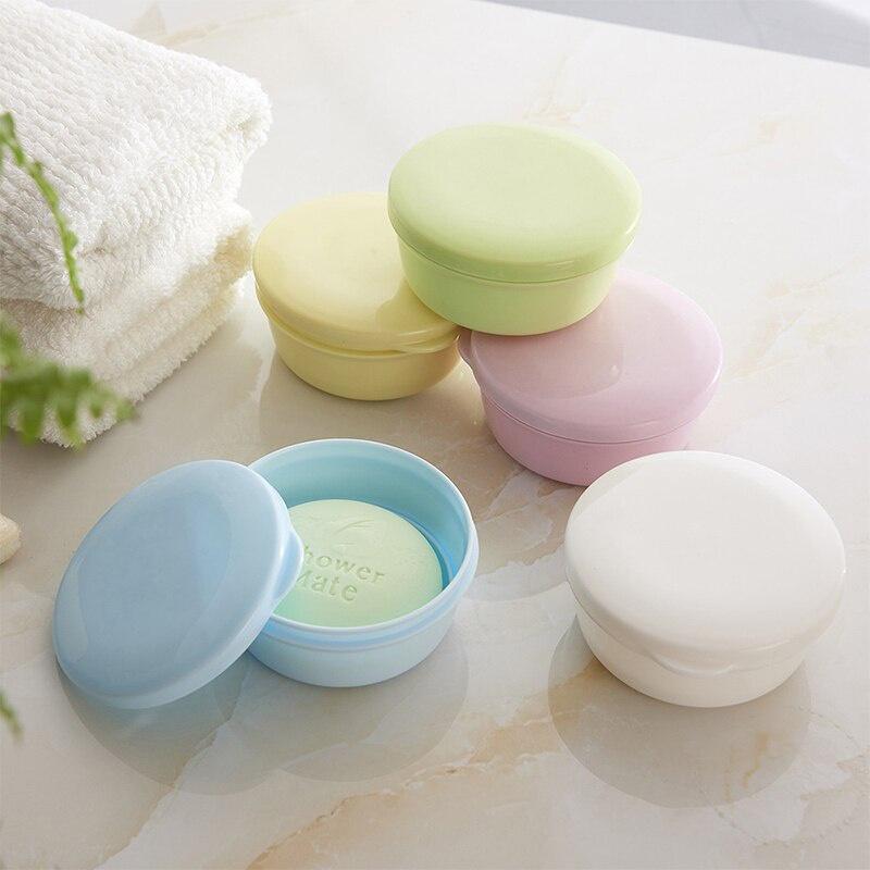 Soap Box Creative Travel Sealed Soap Holder Portable Round Handmade Soap Rack Double Layer Plastic Bathroom Soap Box