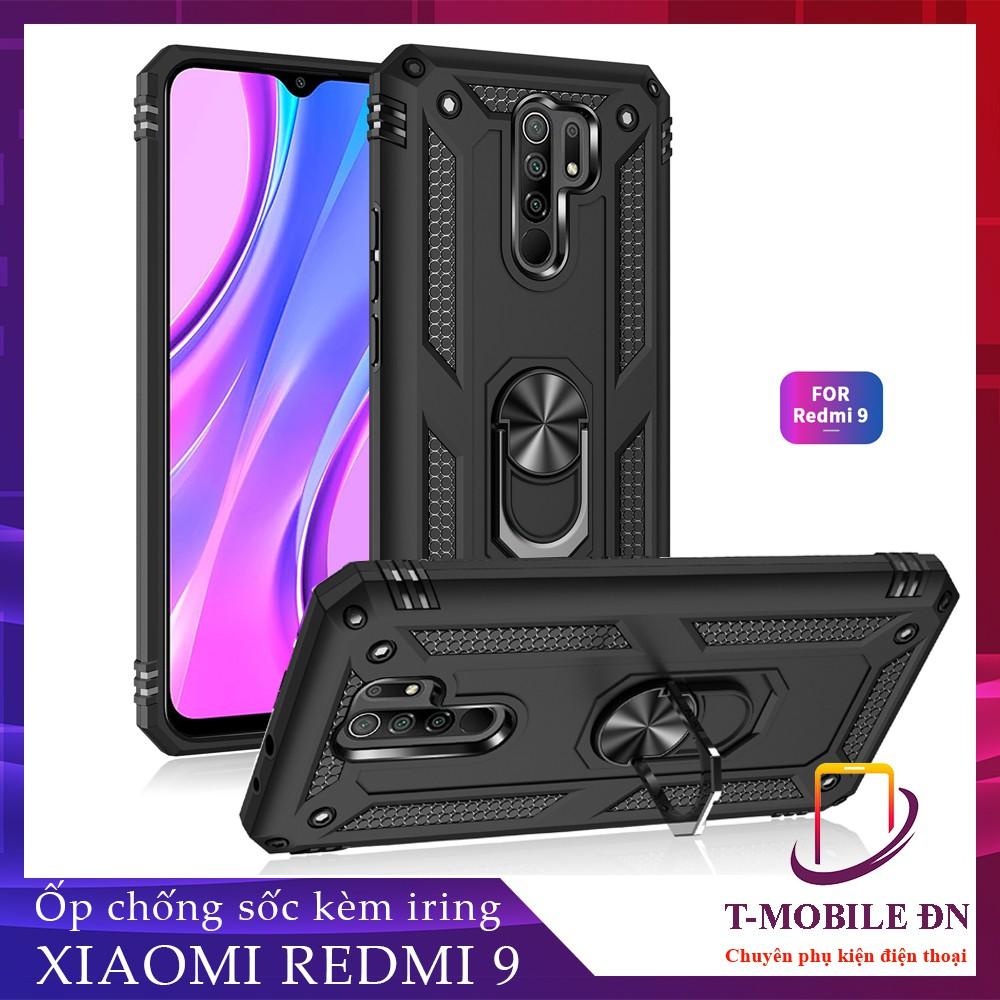 Ốp lưng cho Xiaomi Redmi 9 chống sốc 2 lớp kèm nhẫn iring làm giá đỡ