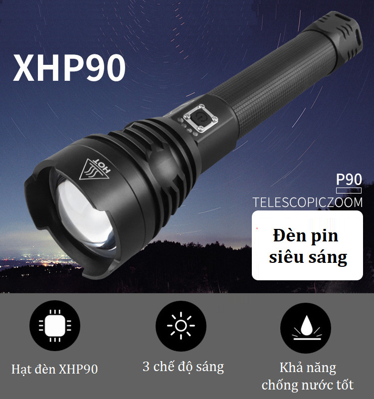 Đèn pin siêu sáng XHP90 SL-1909 ( Độ sáng cao, chiếu siêu xa )