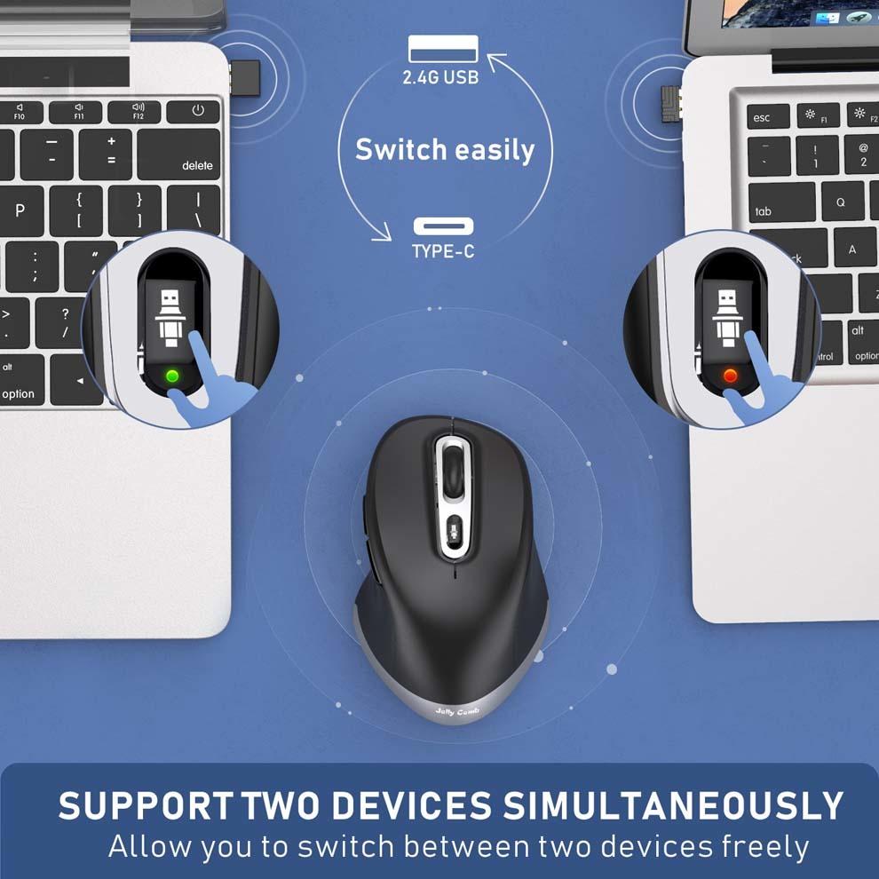 Sữa Ong Chúa Lược Loại C Chuột Không Dây Cho MacBook Laptop Máy Tính USB 2.4GHz Công Thái Chuột Có Thể Điều Chỉnh 2400DPI Chơi Game chuột