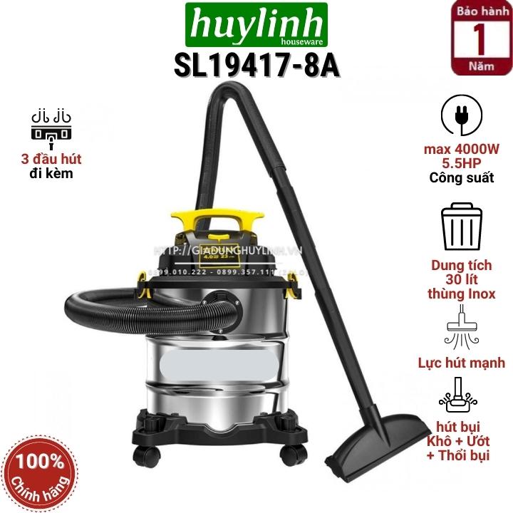 Máy hút bụi Công nghiệp 3 chức năng Stanley SL19417-8A, dung tích 30L, công suất 4000W (5.5HP)-Hàng Chính Hãng