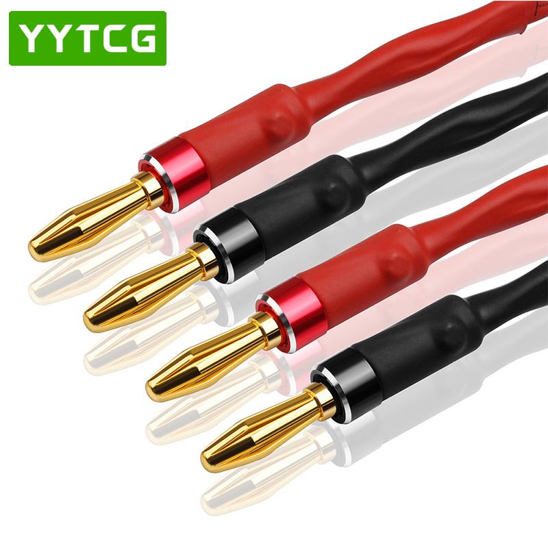 Một cặp YYTCG Hifi Audio Loa Cáp chất lượng cao chất lượng cao nguyên chất DIY Dây loa với chuối plug y plug