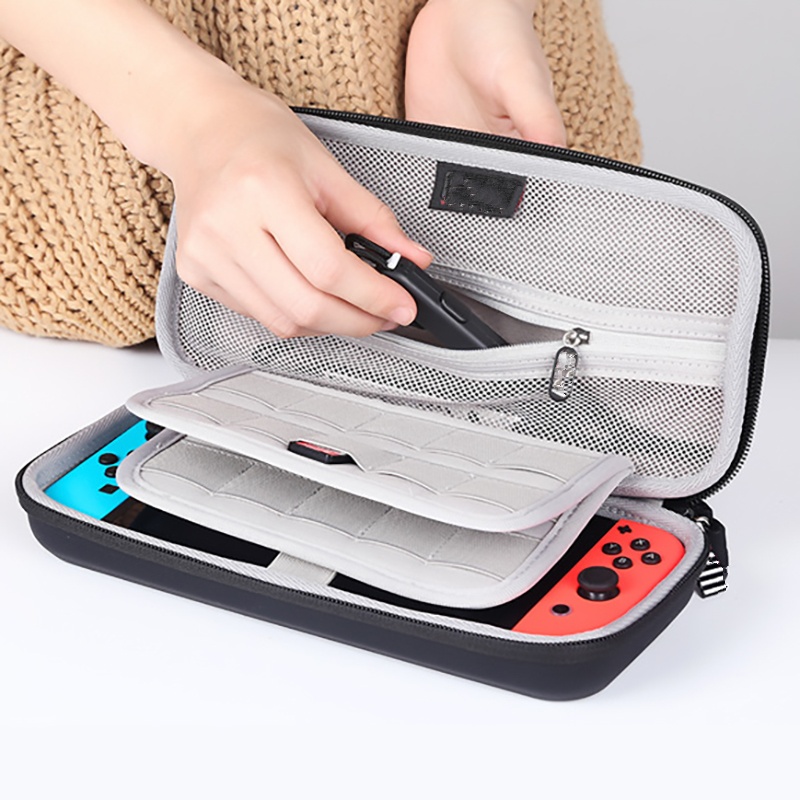 Túi khung cứng chống sốc chuyên dụng đựng máy chơi game Nintendo Switch và phụ kiện dây sạc, thẻ nhớ USB