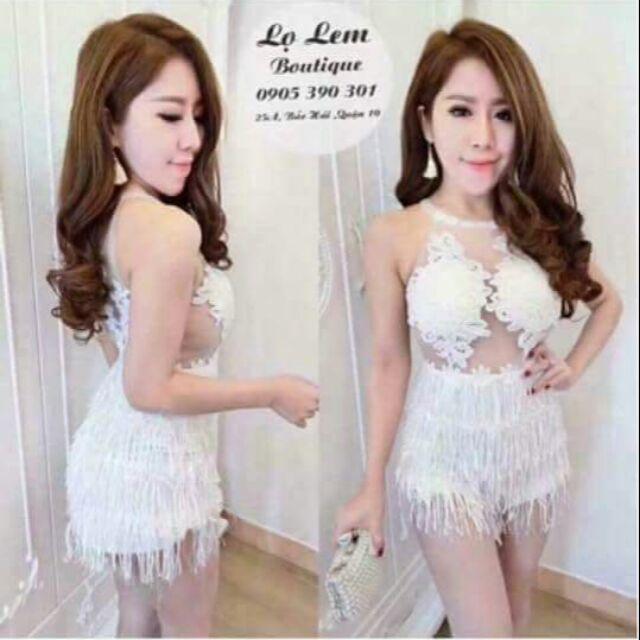 Jump ngắn lưới thêu tua rua sexy