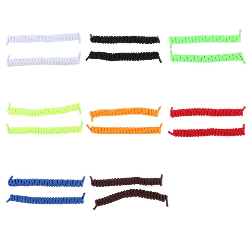 3xElastic No Tie Shoe Laces Curly Shoelaces for Adult & Kids Trainers Black