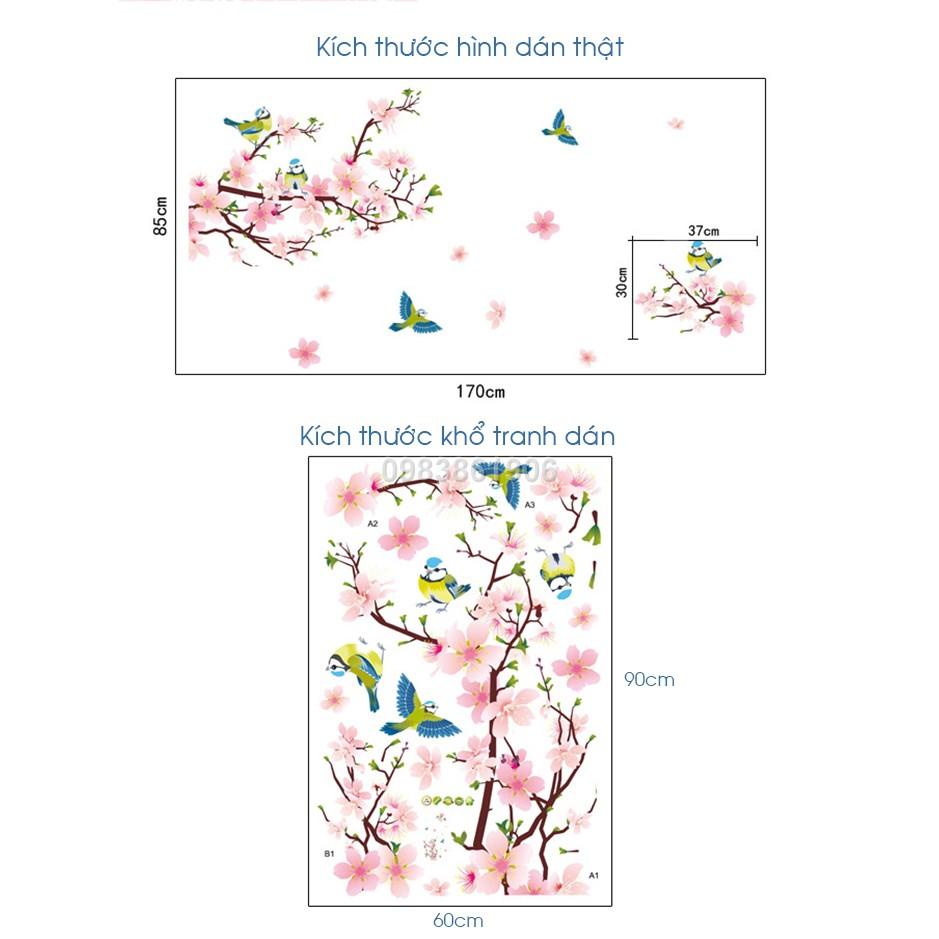DECAL DÁN TƯỜNG HOA ANH THẢO TÍM VÀ CÀNH ĐÀO HỒNG 6