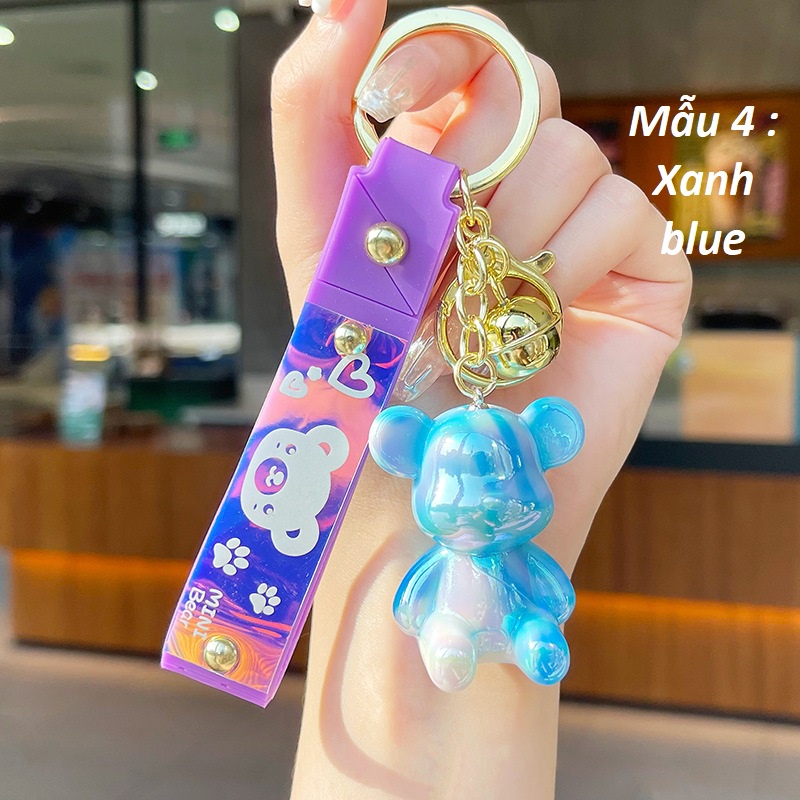 Móc khóa gấu BearBrick ánh nhũ đổi màu hot trend đẹp lỗng lẫy gây nghiện phụ kiện dây đeo móc xe túi ví balo