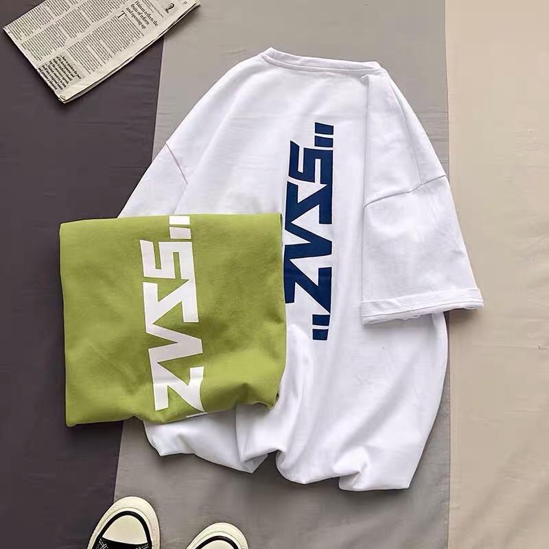Áo thun tay lỡ form rộng phông in hoạ tiết chữ sành điệu - Unisex nam nữ đều mặc được