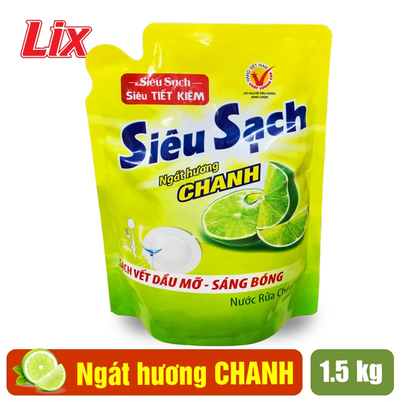 Túi nước rửa chén LIX siêu sạch hương chanh 1.5kg N4302