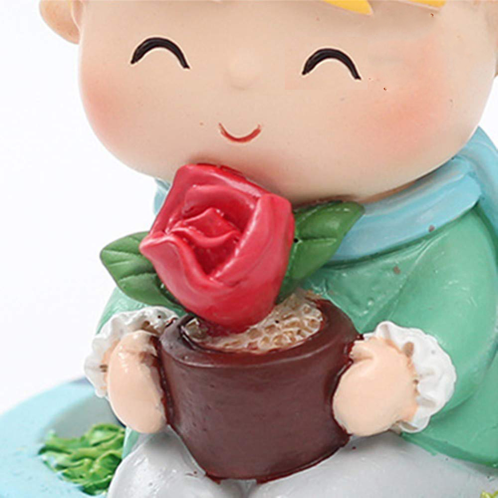 Chậu Cây Trồng Sen Đá Xương Rồng Mô Hình Hoàng Tử Bé Ôm Bông Hồng Để Bàn Làm Việc Bàn Học Trang Trí Nhà Cửa