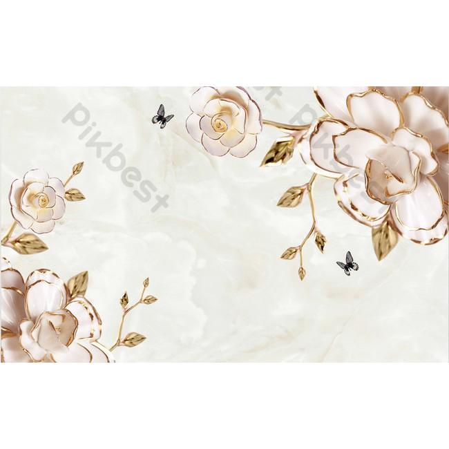 Tranh dán tường Hoa mẫu đơn hiện đại, tranh dán tường 3d hiện đại MS689433