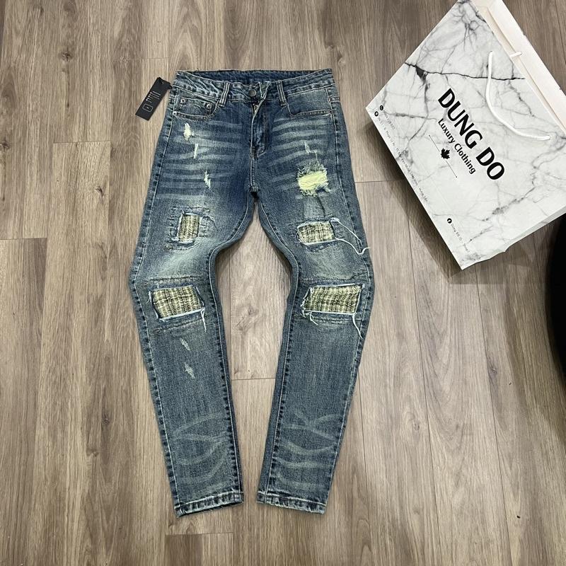 Quần Jean xanh vá vải gối cực đỉnh