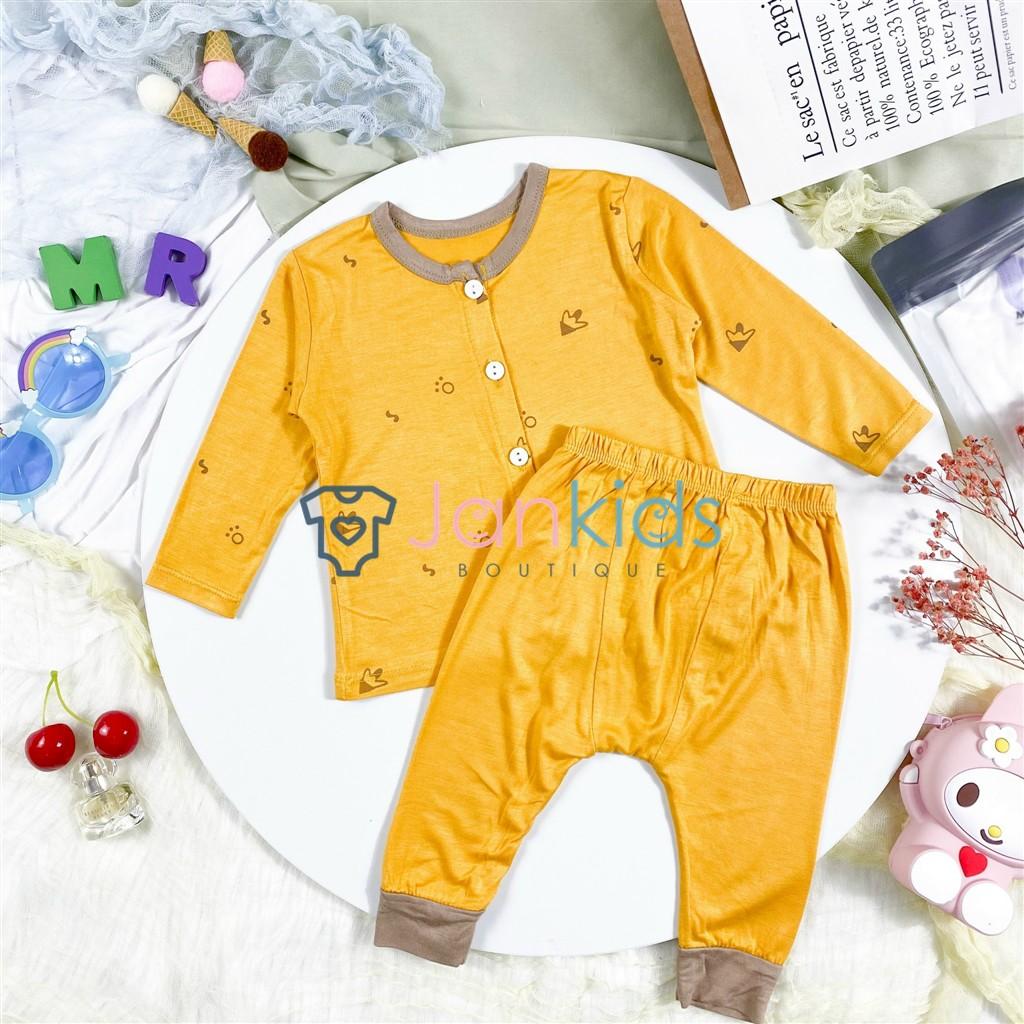 Bộ sơ sinh dài tay cúc giữa chất thun lạnh MINKY MOM quần đáp đũng, in hình dê thương cho bé